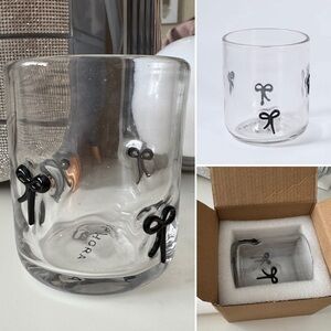 Sephora Decorative Glass Cup Black Bow Design Collectible